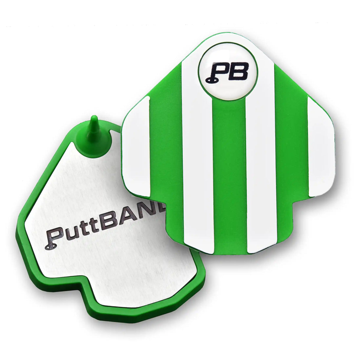 PuttBANDIT Classic green golf ball marker top surface and steel baseplate