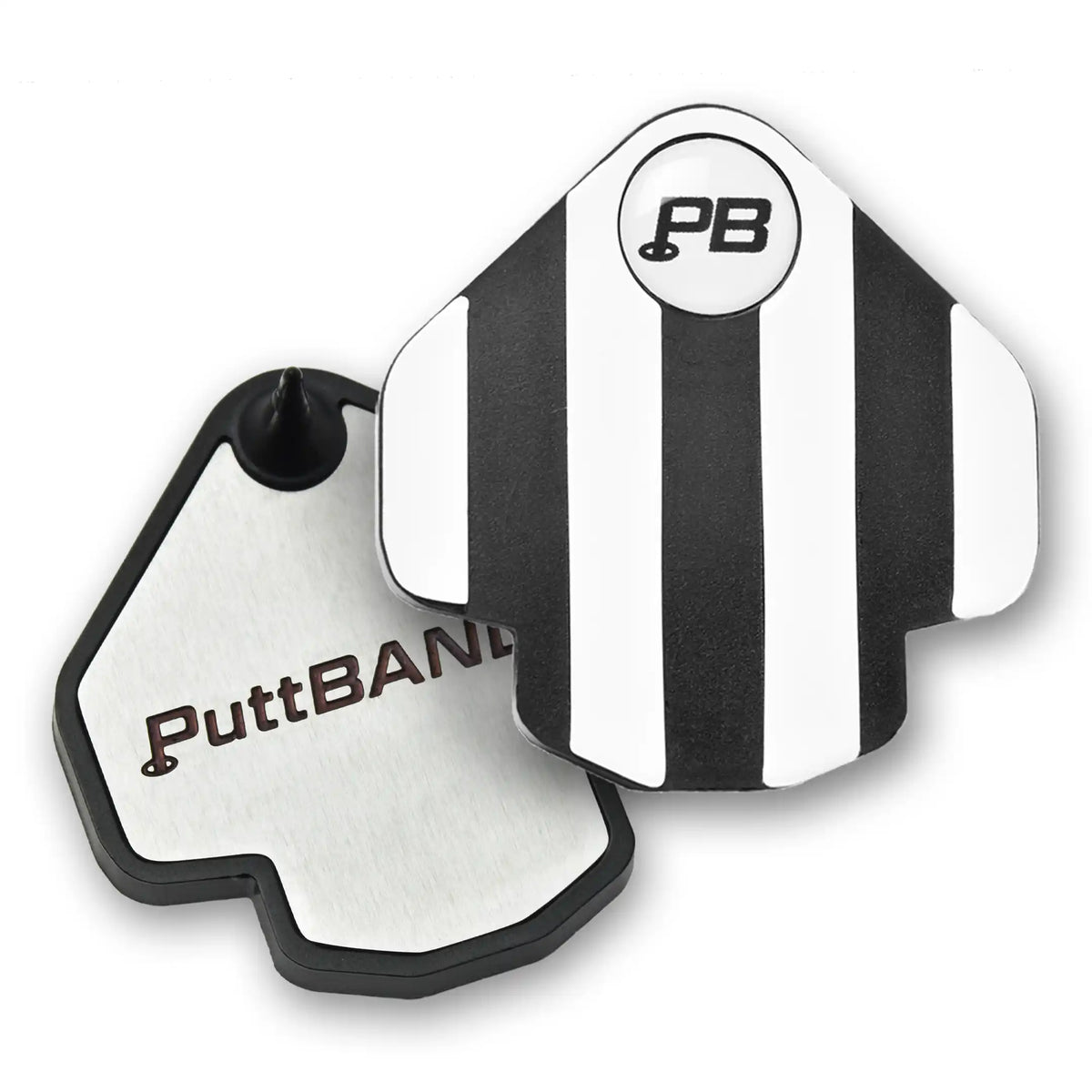 PuttBANDIT Classic black golf ball marker top surface and steel baseplate