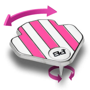 PuttBANDIT LP pink golf ball marker rotating on anchor pin