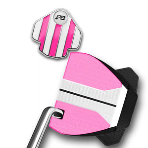 PuttBANDIT LP pink golf ball marker adjusted with spider putter